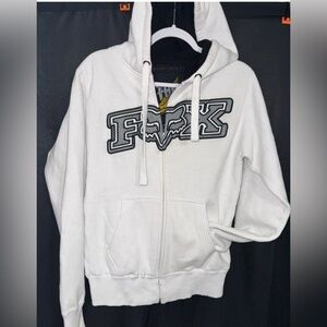 Fox racing White Hoodie with Logo small Y2K